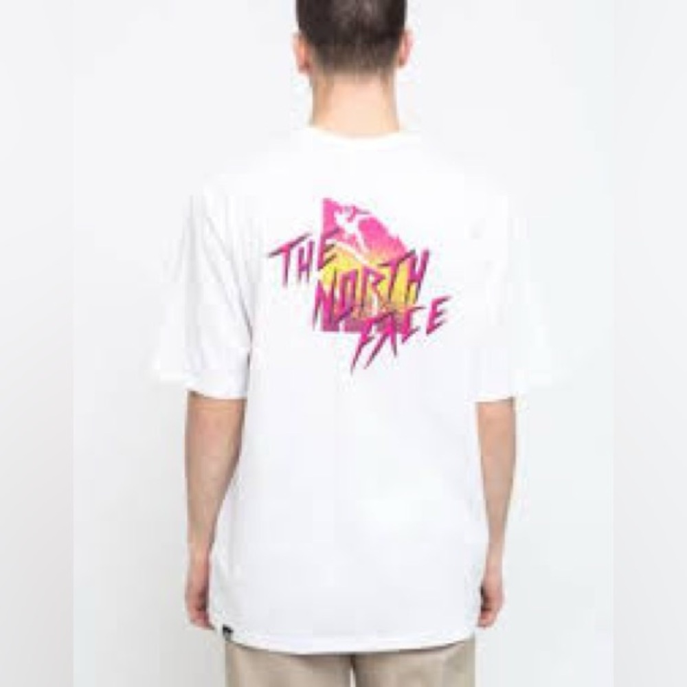 The North Face Masters of Stone Mens White and Pink Short Sleeve Tee